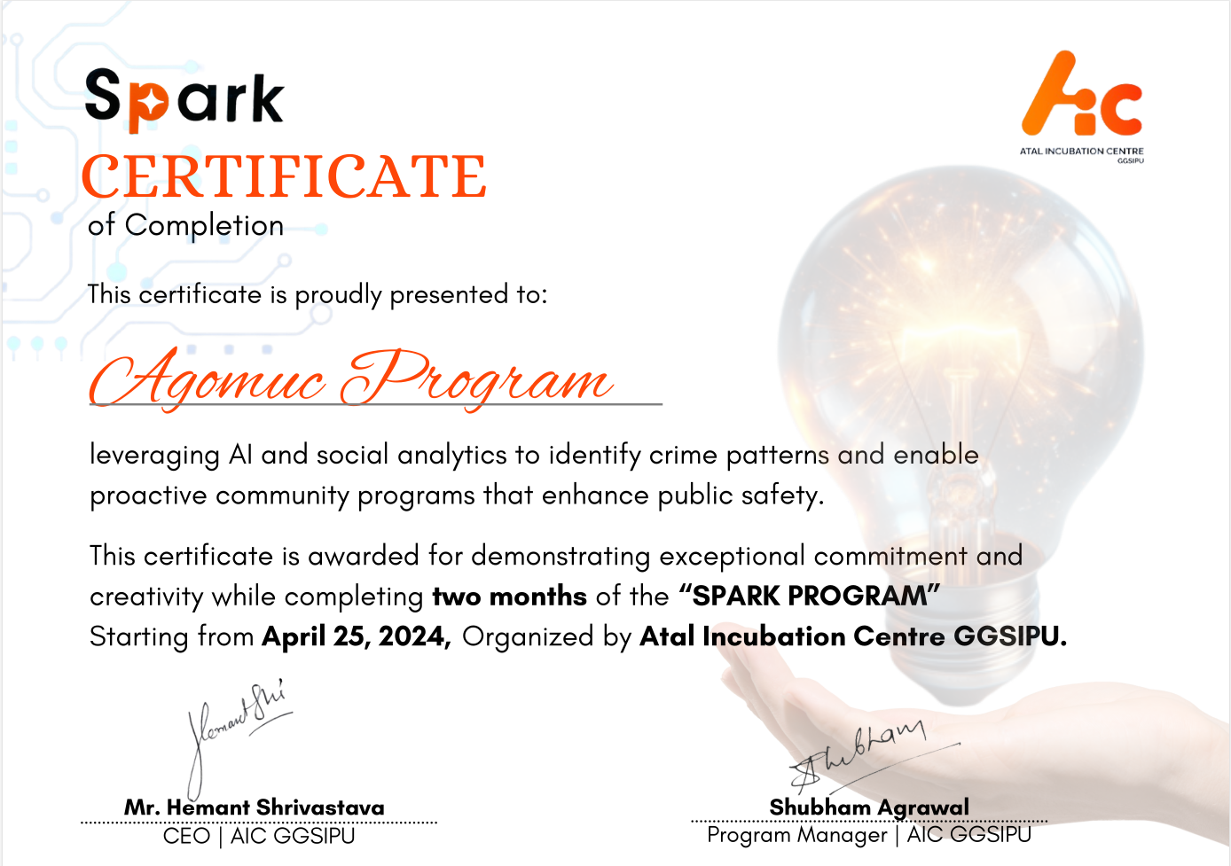 A certificate for sparking innovation in security.